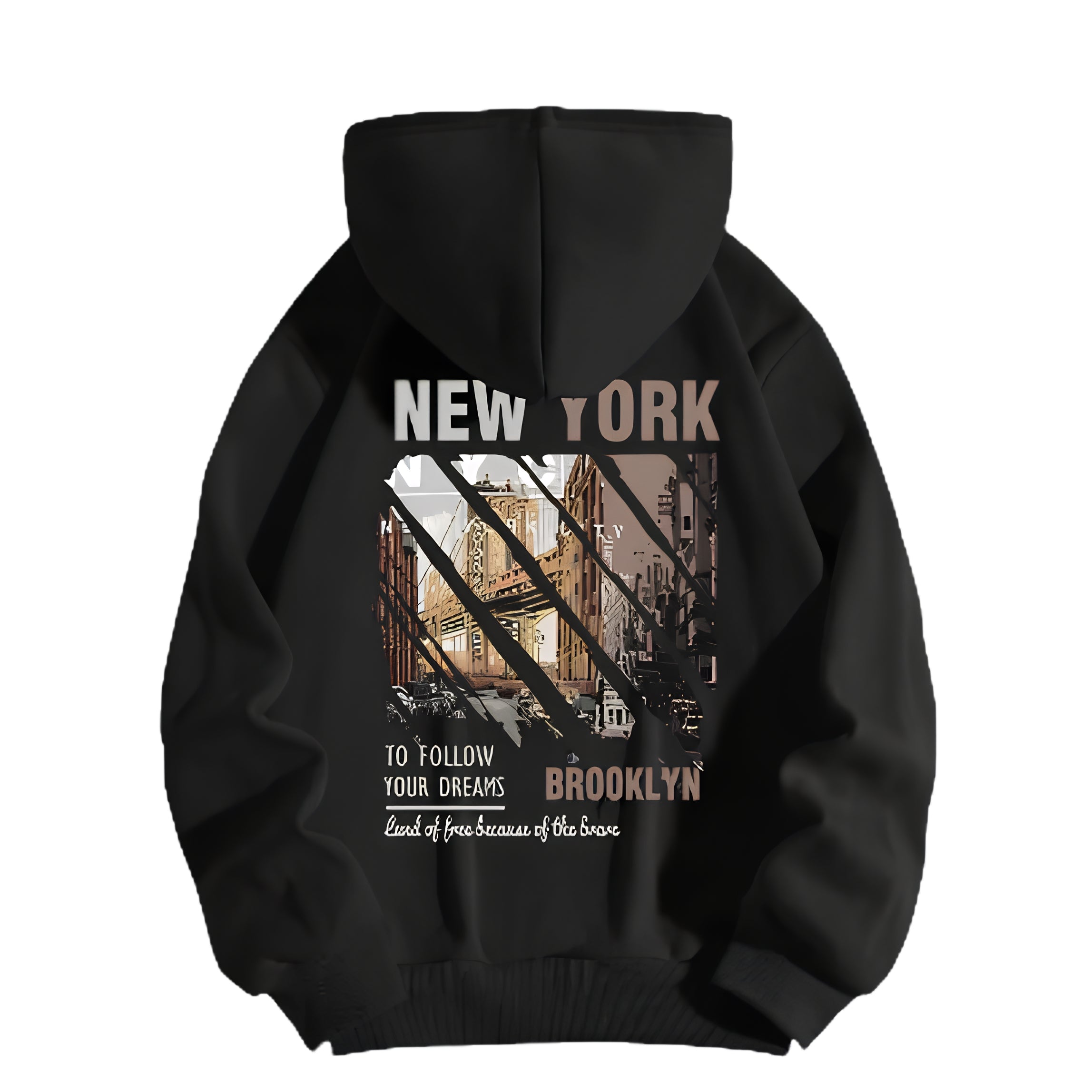 Anime-Inspired Urban Cityscape Hoodie with Modern Streetwear Graphic Design