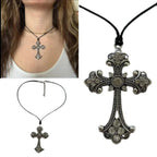 Ornate Cross Choker Necklace for Gothic Punk and Alternative Fashion