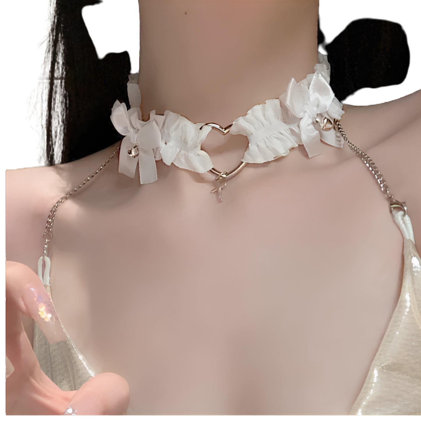 Dark Heart Charm Collar Choker Necklace for Gothic and Alternative Fashion