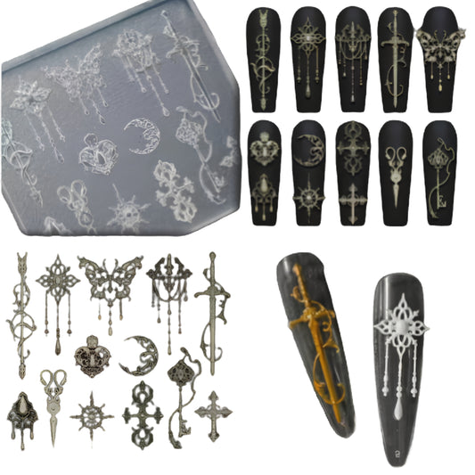 Gothic Symbol Nail Art Charms Set for Alternative Manicure Creations