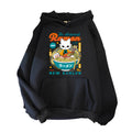 Kawaii Anime Oversized Hoodie with Retro Manga Café Artwork