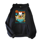 Kawaii Anime Oversized Hoodie with Retro Manga Café Artwork