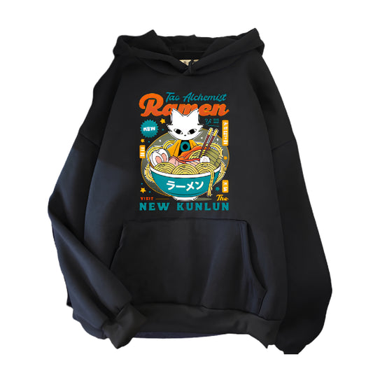 Kawaii Anime Oversized Hoodie with Retro Manga Café Artwork