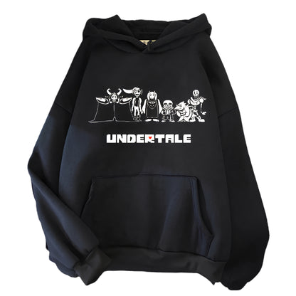 Minimalist Anime Streetwear Hoodie with Manga Skeleton Graphic Design