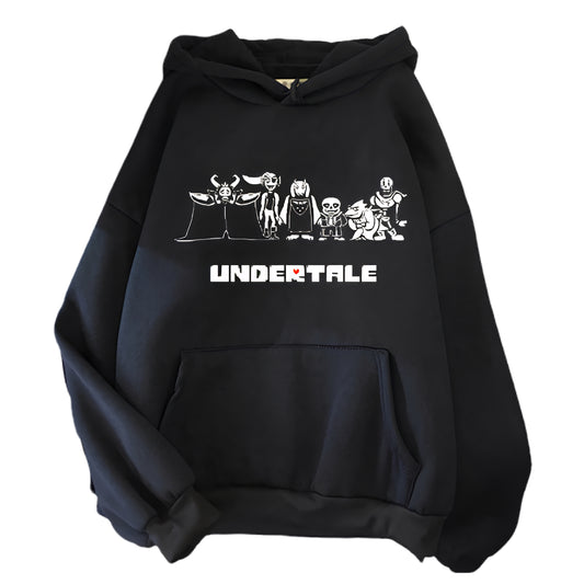 Minimalist Anime Streetwear Hoodie with Manga Skeleton Graphic Design