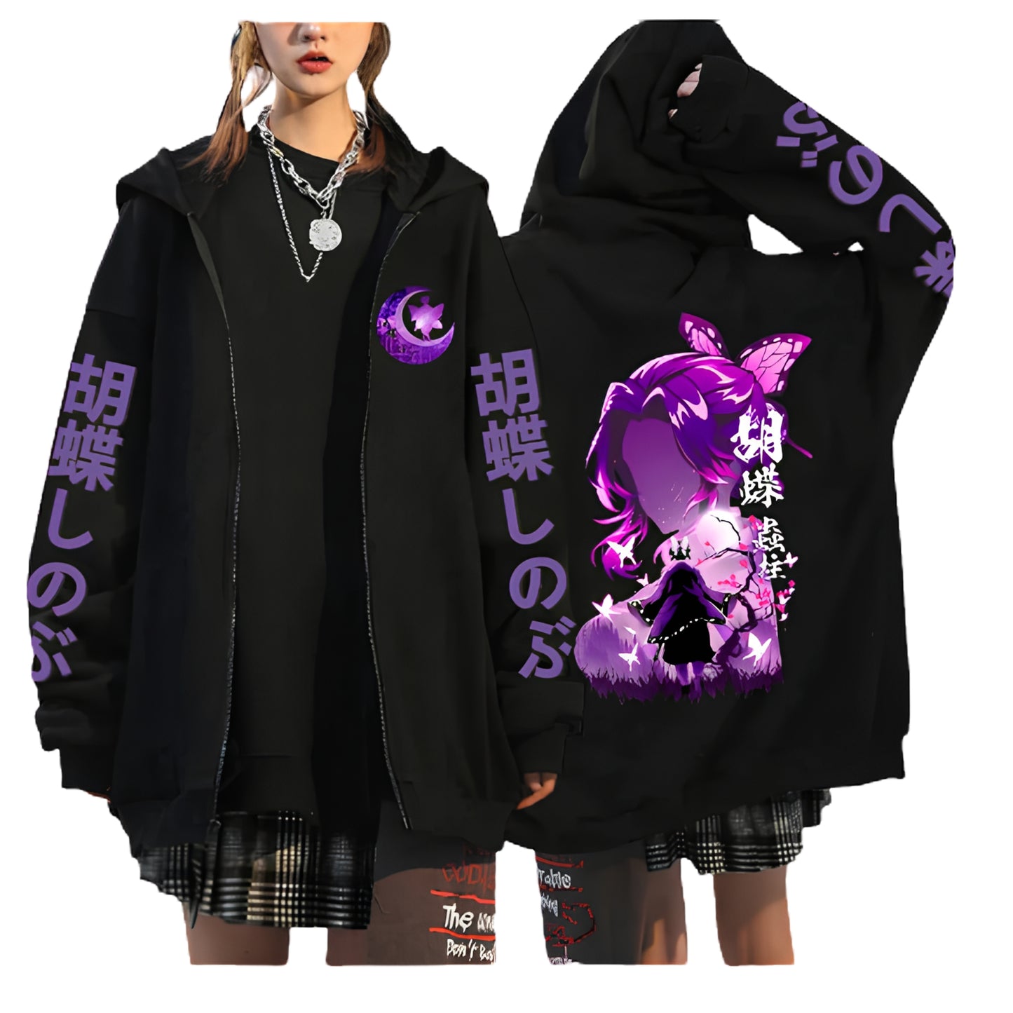 Anime-Inspired Mystic Art Zip Hoodie with Japanese Streetwear Graphics