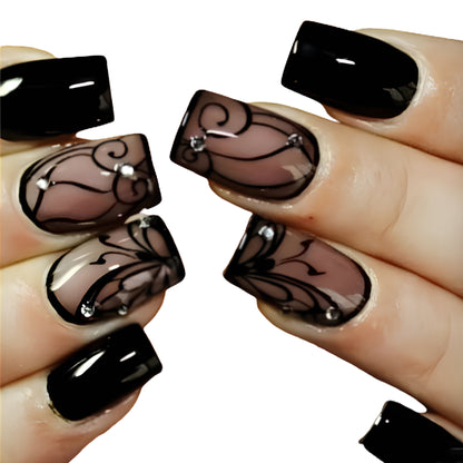 Gothic Abstract Swirl Press-On Nail Art Set