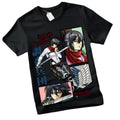 Goth Manga Panel Streetwear Tee with Tactical Character Art Design