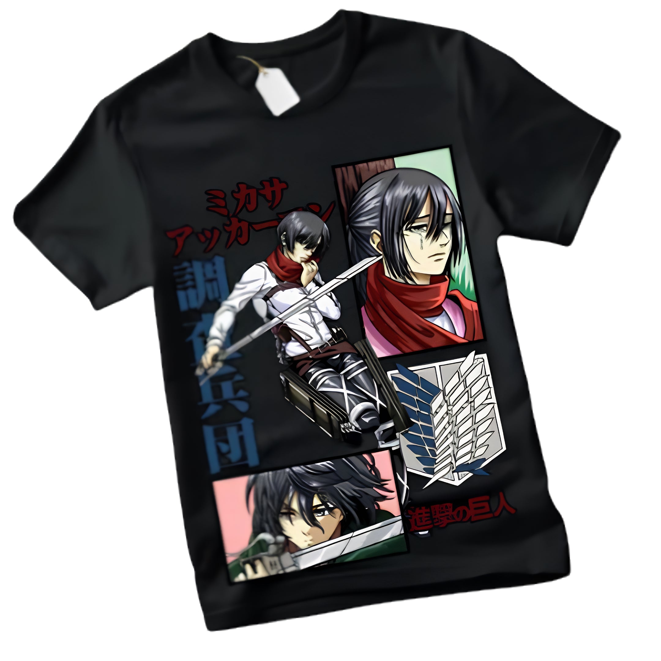 Goth Manga Panel Streetwear Tee with Tactical Character Art Design