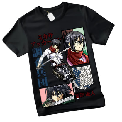 Goth Manga Panel Streetwear Tee with Tactical Character Art Design
