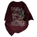 Neon Sketch Anime Graphic Oversized Vintage Cotton T-Shirt