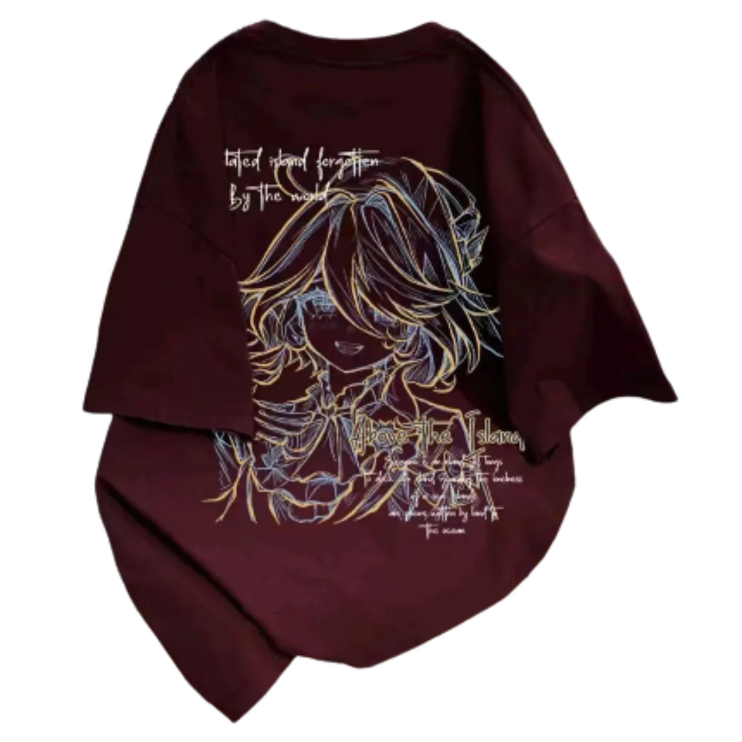 Neon Sketch Anime Graphic Oversized Vintage Cotton T-Shirt