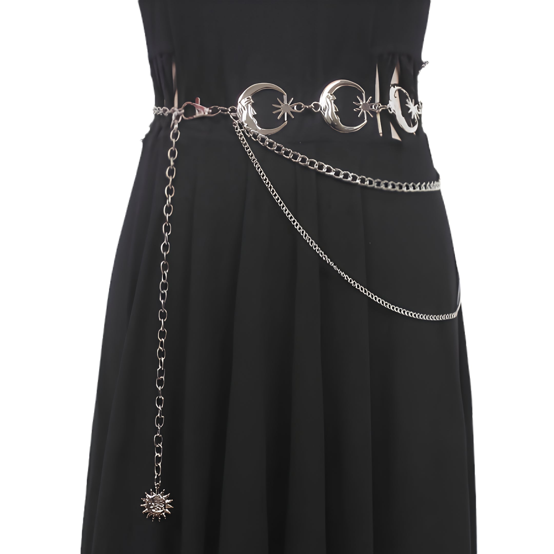 Layered Moon Charm Waist Chain for Gothic and Celestial Fashion Styling
