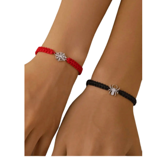 Spider Charm Bracelet Set for Gothic Alternative and Dark Aesthetic Styling