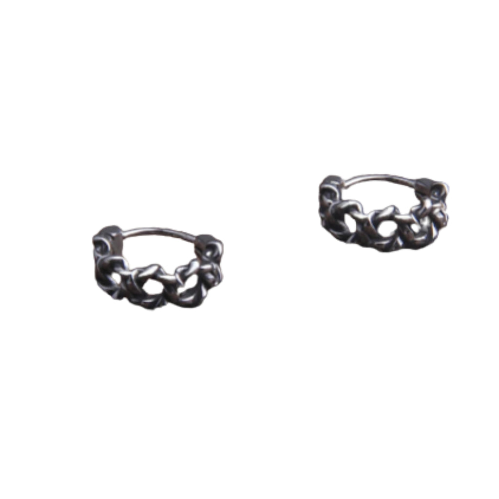Gothic Knot Hoop Earrings with Alternative Punk Statement Charm Details