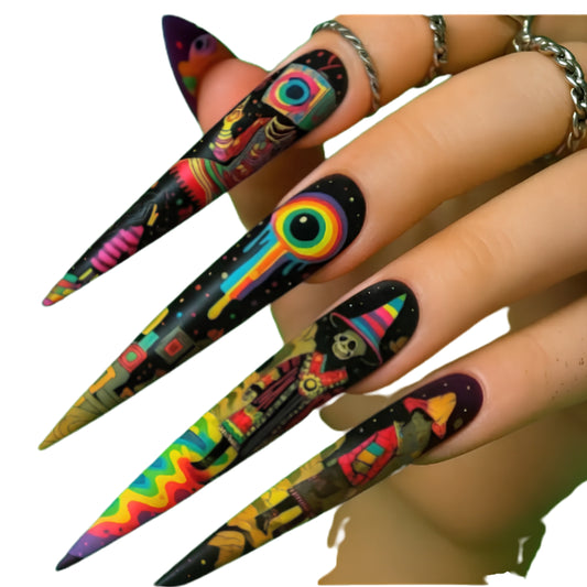 Psychedelic Alternative Stiletto Press-On Nail Art Set