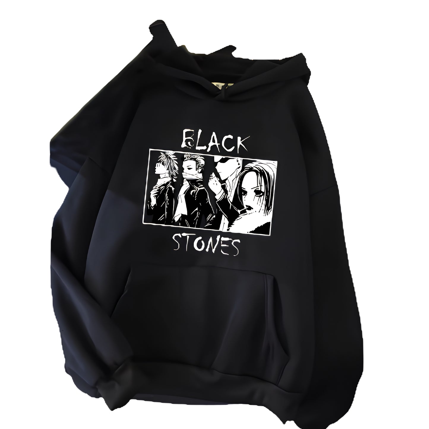 Minimalist Anime Graphic Hoodie with Manga-Inspired Monochrome Artwork Design
