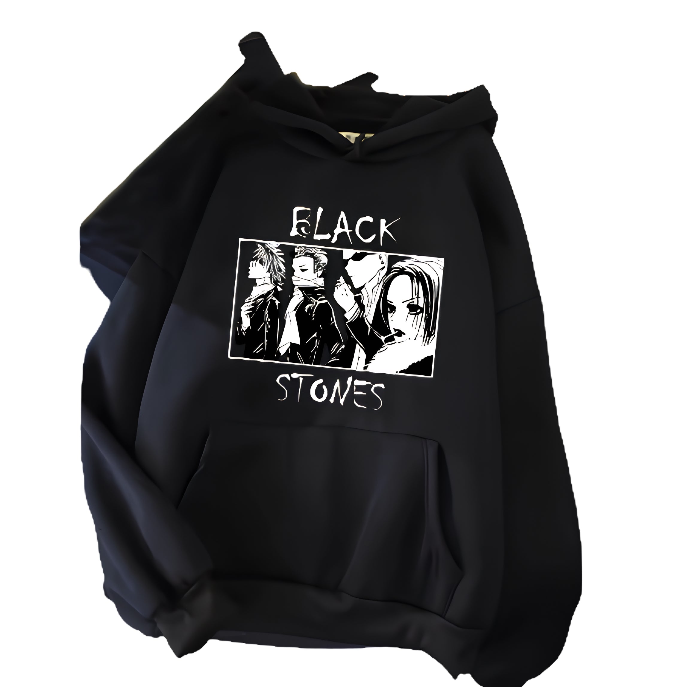 Minimalist Anime Graphic Hoodie with Manga-Inspired Monochrome Artwork Design