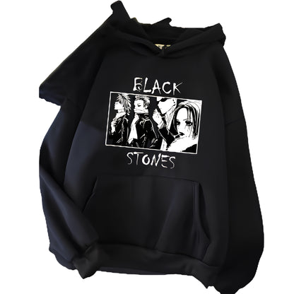 Retro Manga Graphic Pullover Hoodie With Alternative Streetwear Aesthetic
