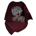 Neon Glitch Anime Graphic Oversized Soft Cotton Casual T-Shirt