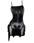 Women's Ruched Mini Cover-Up Dress with Spaghetti Straps and Quick-Dry Stretch Fabric