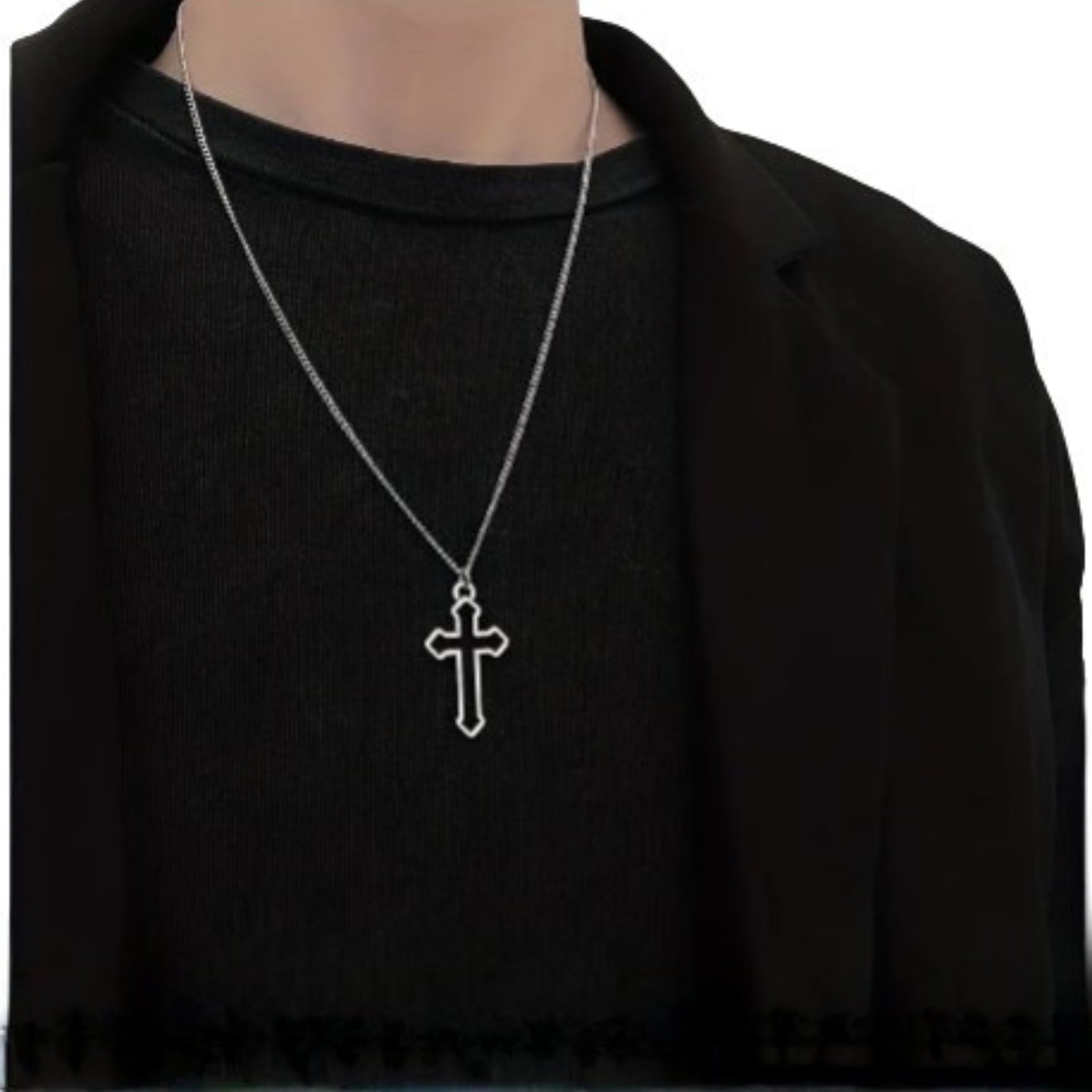 Minimalist Cross Pendant Necklace With Gothic Inspired Alternative Streetwear Appeal