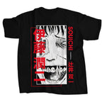 Anime Goth Oversized Streetwear Graphic Tee with Manga Panel Art Design
