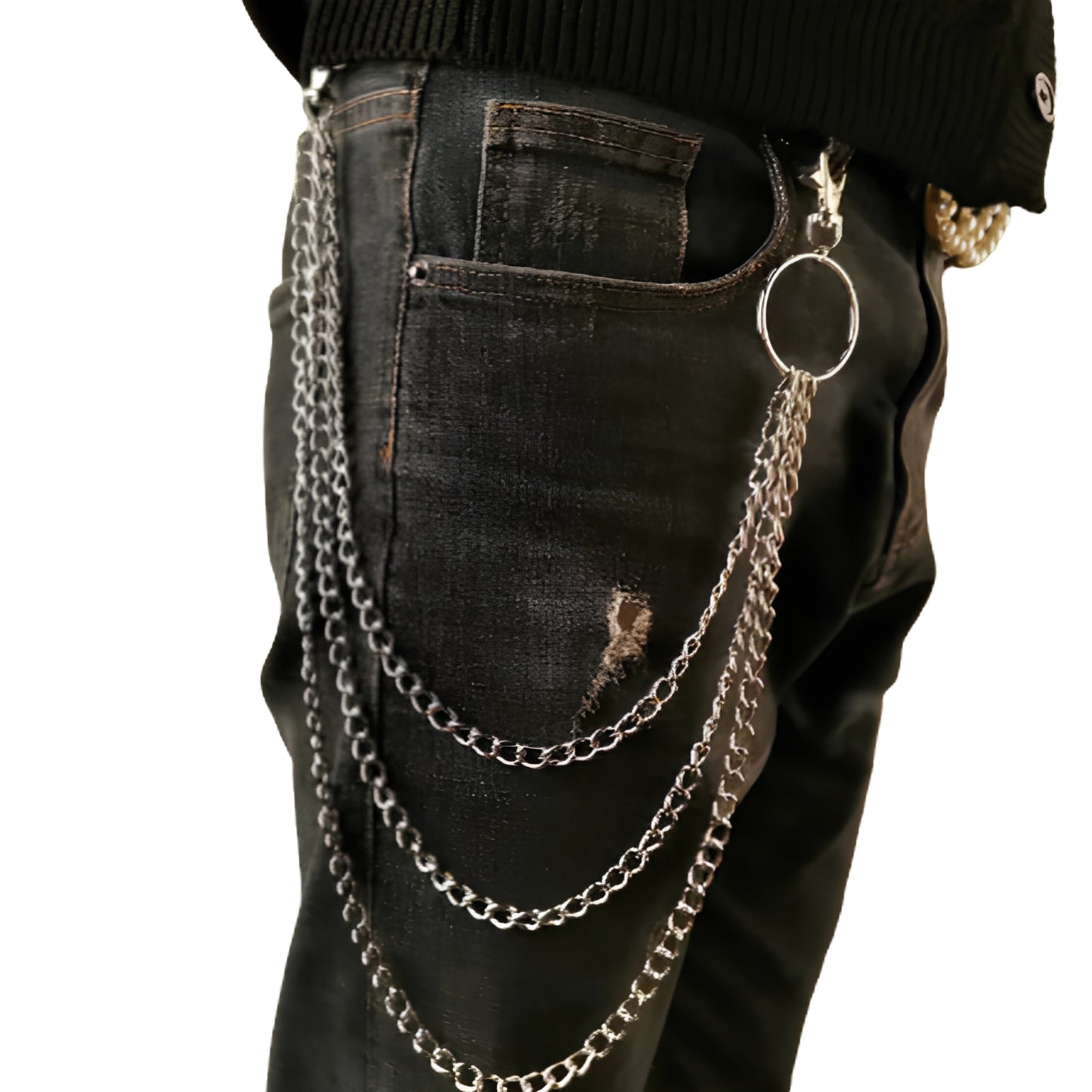 Double Layer Wallet Chain with Ring Clip for Punk Streetwear Styling