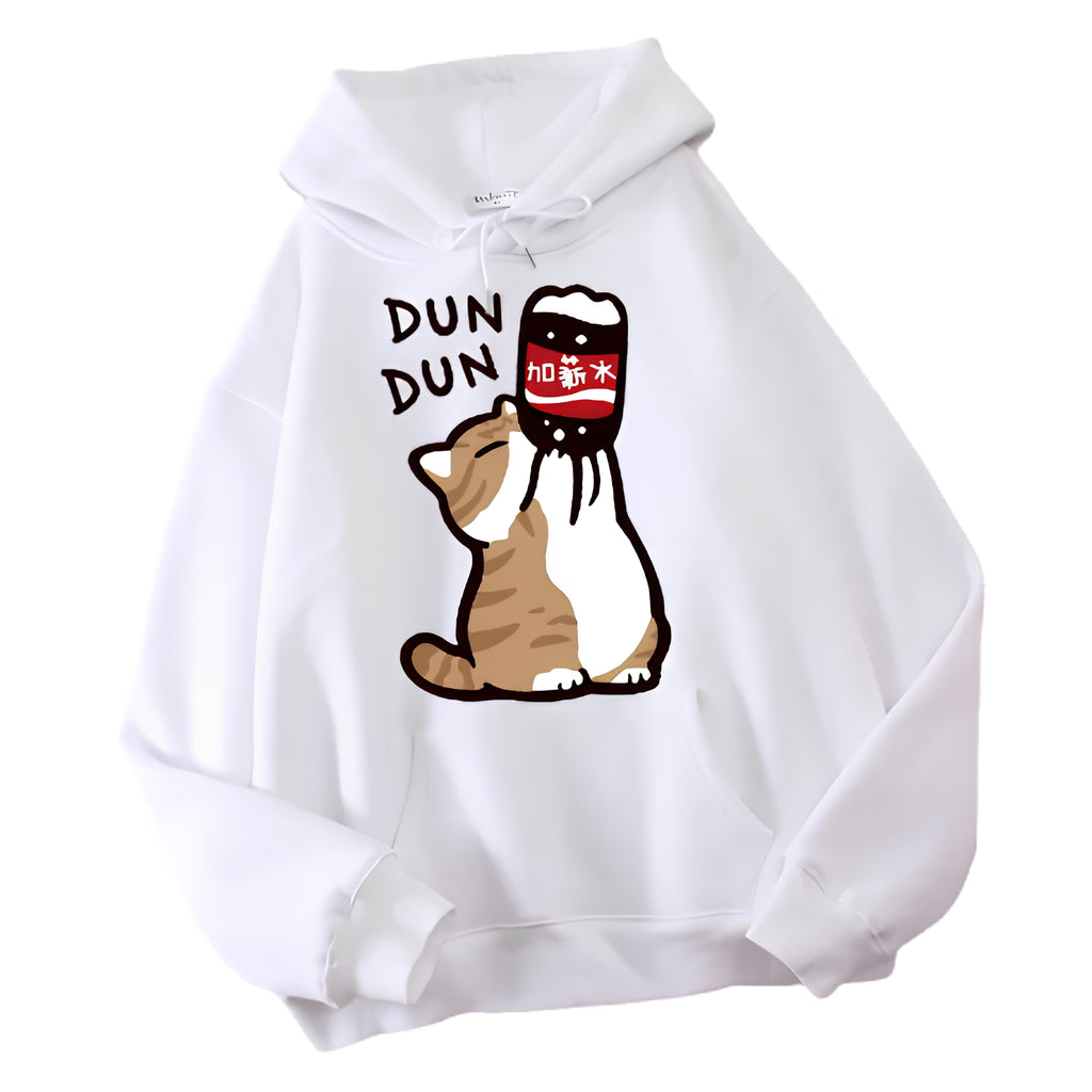 Kawaii Anime Inspired Cat Graphic Hoodie with Playful Manga Aesthetic
