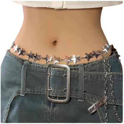 Star Charm Waist Belt Chain for Y2K, Punk and Alternative Fashion