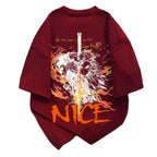Inferno Blade Anime Graphic Oversized Cotton Casual Streetwear T-Shirt