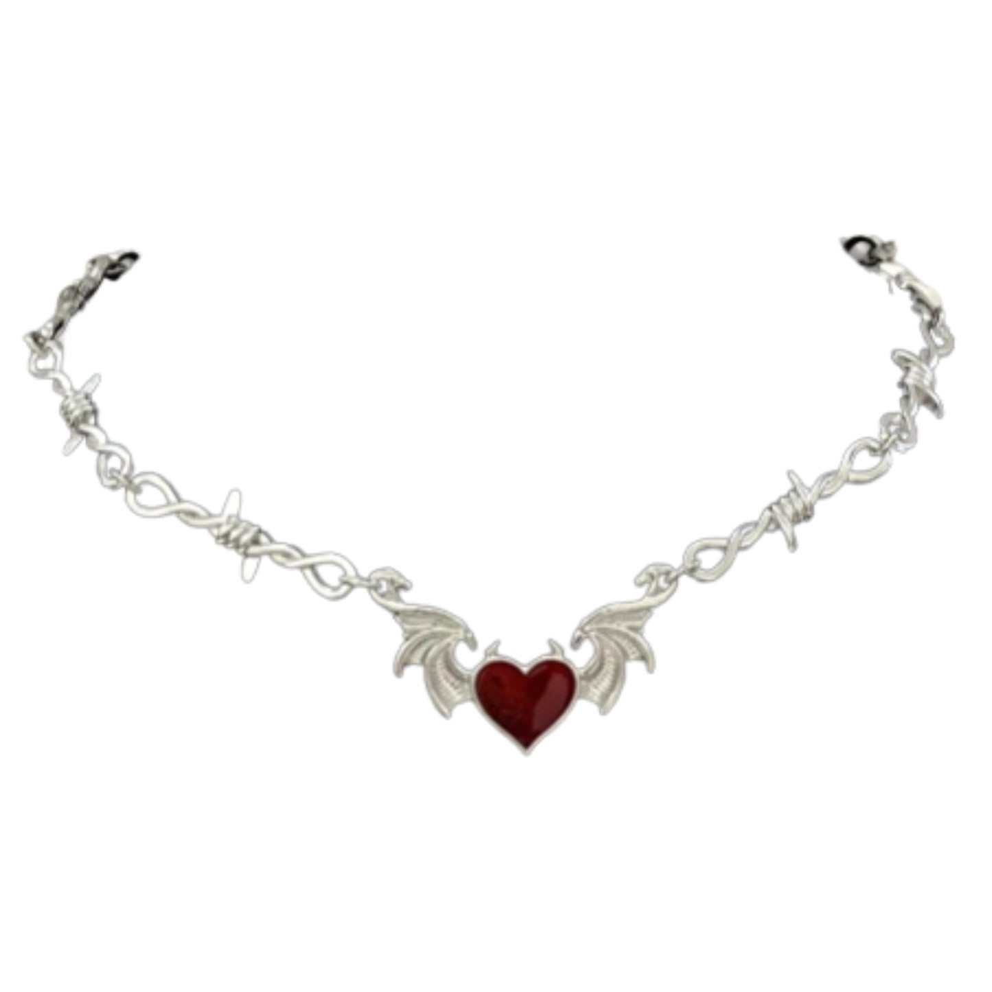Barbed Heart Charm Choker Necklace for Gothic Y2K and Punk Styling