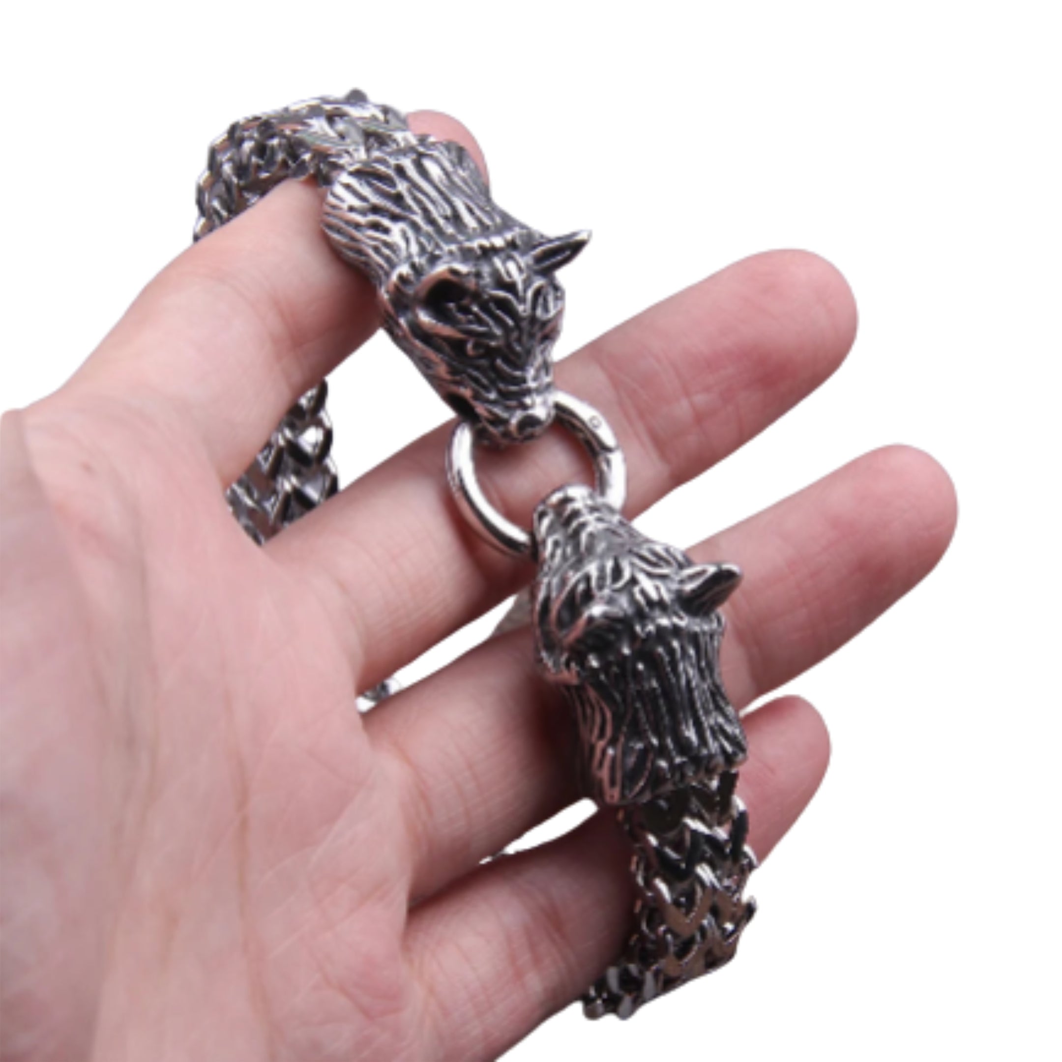 Wolf Charm Chain Bracelet With Nordic Inspired Punk Statement Design