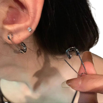 Safety Pin Stud Earrings for Punk Grunge and Y2K Alternative Fashion