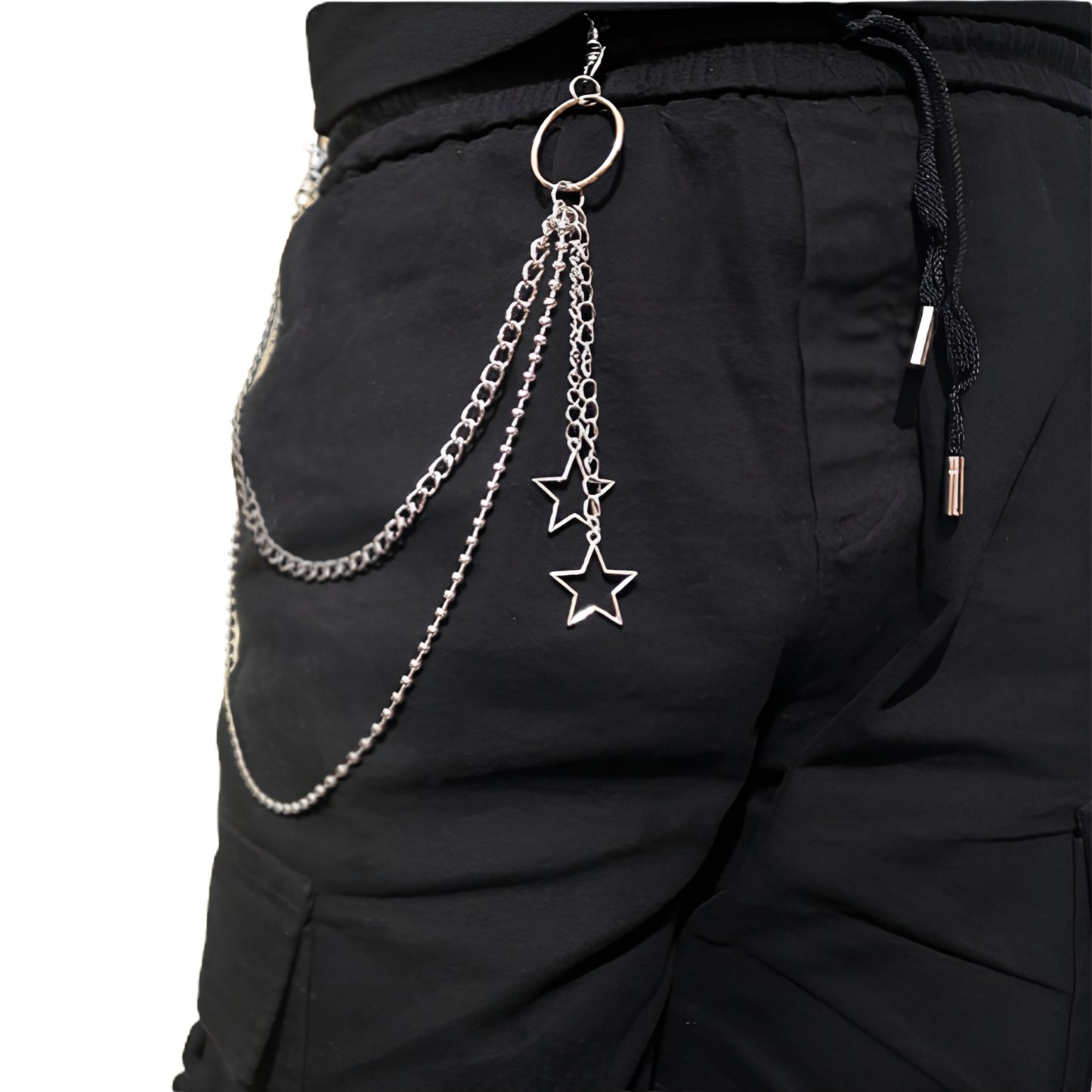 Celestial Layered Wallet Chain with Star Charms for Gothic Punk Styling