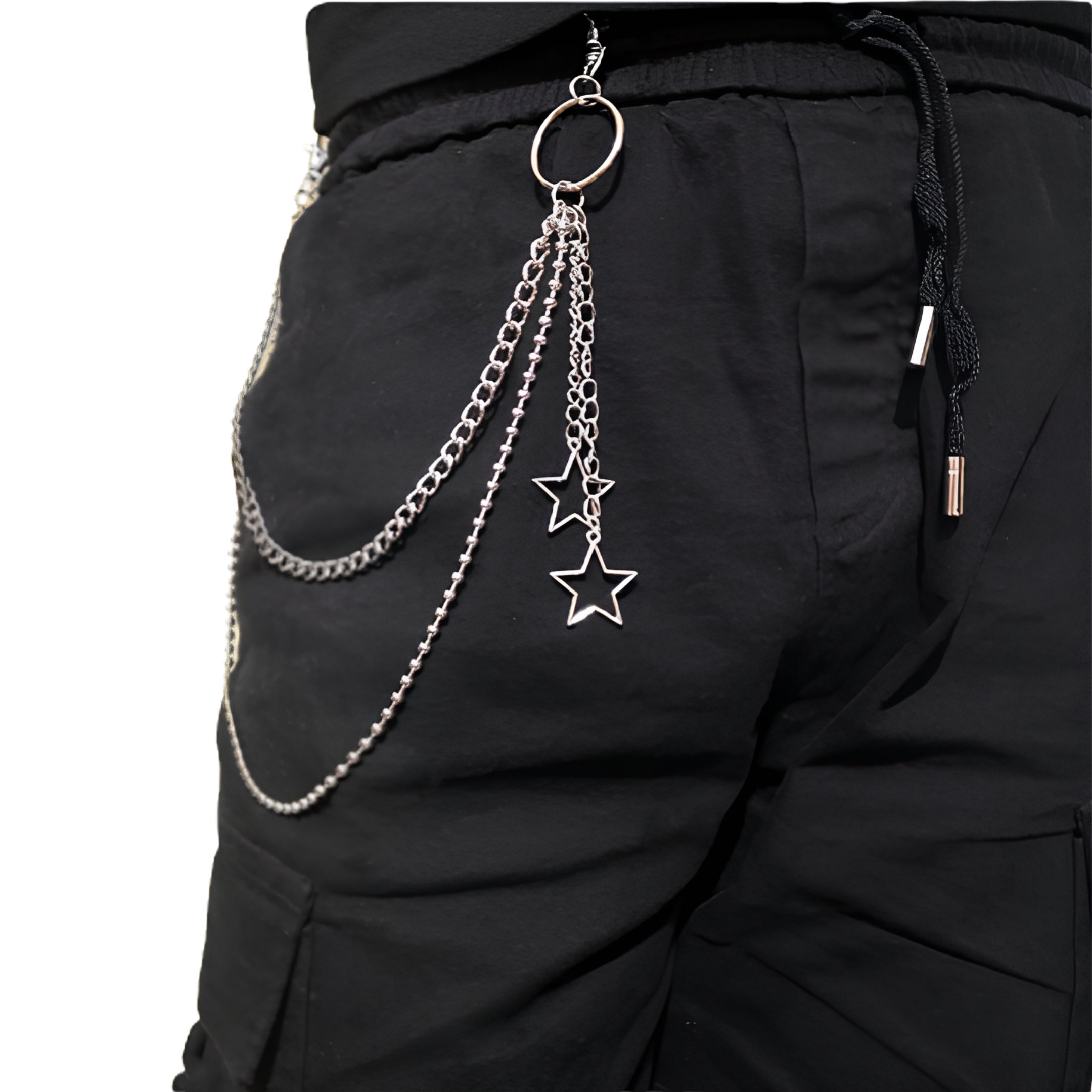 Celestial Layered Wallet Chain with Star Charms for Gothic Punk Styling