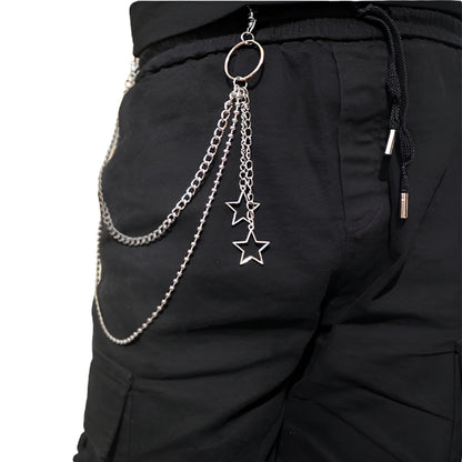 Celestial Layered Wallet Chain with Star Charms for Gothic Punk Styling