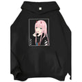Minimalist Anime Graphic Hoodie with Kawaii Manga Portrait Artwork
