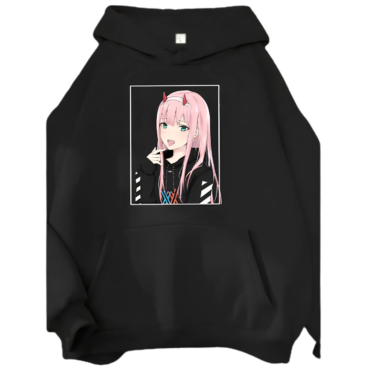 Minimalist Anime Graphic Hoodie with Kawaii Manga Portrait Artwork