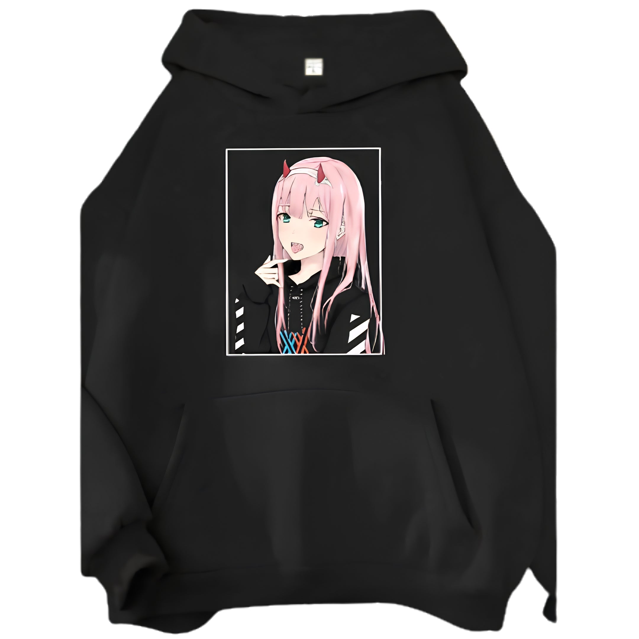 Minimalist Anime Graphic Hoodie with Kawaii Manga Portrait Artwork