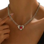 Heart Gem Chain Necklace for Gothic Romance and Alternative Fashion