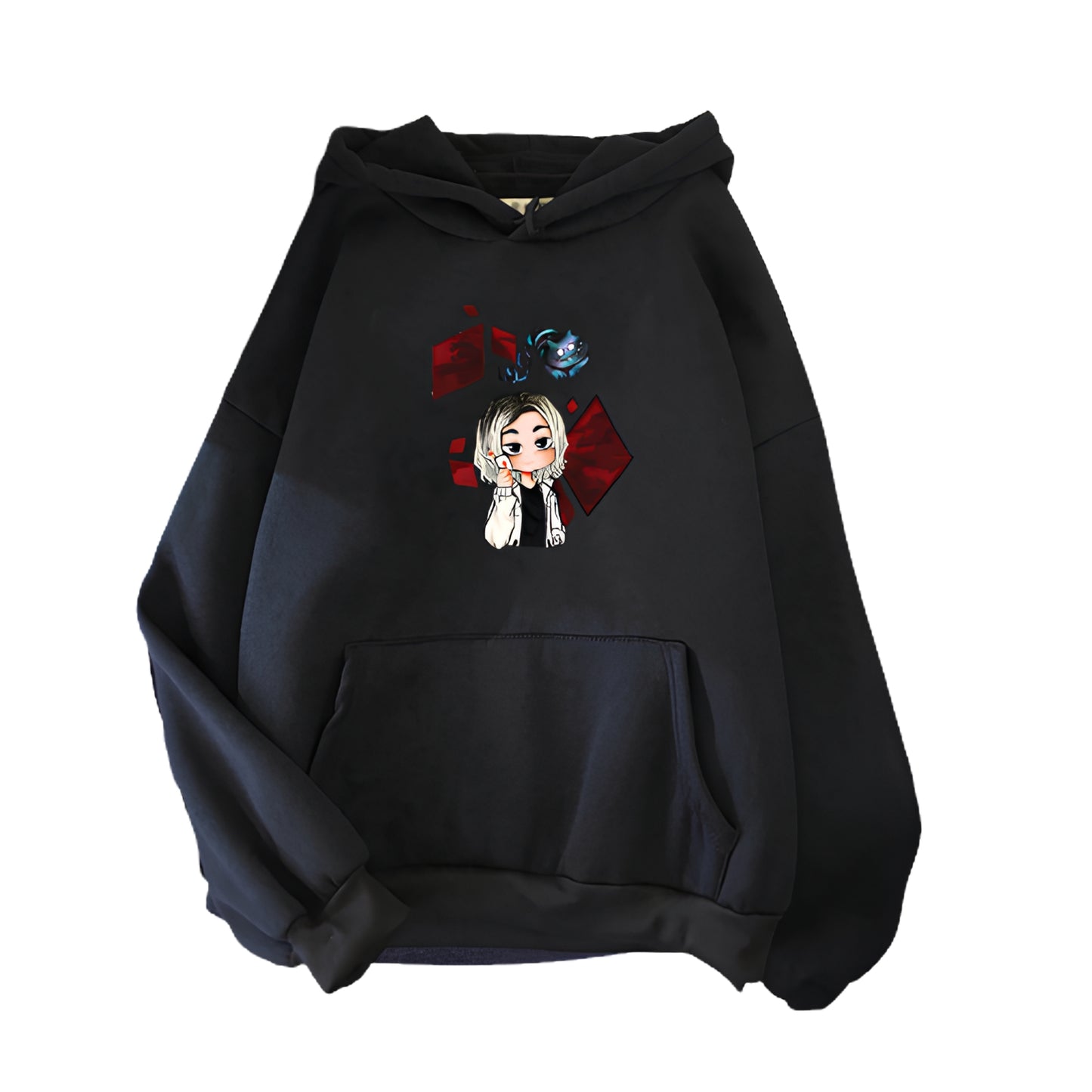 Anime Character Graphic Hoodie with Minimal Manga Streetwear Style