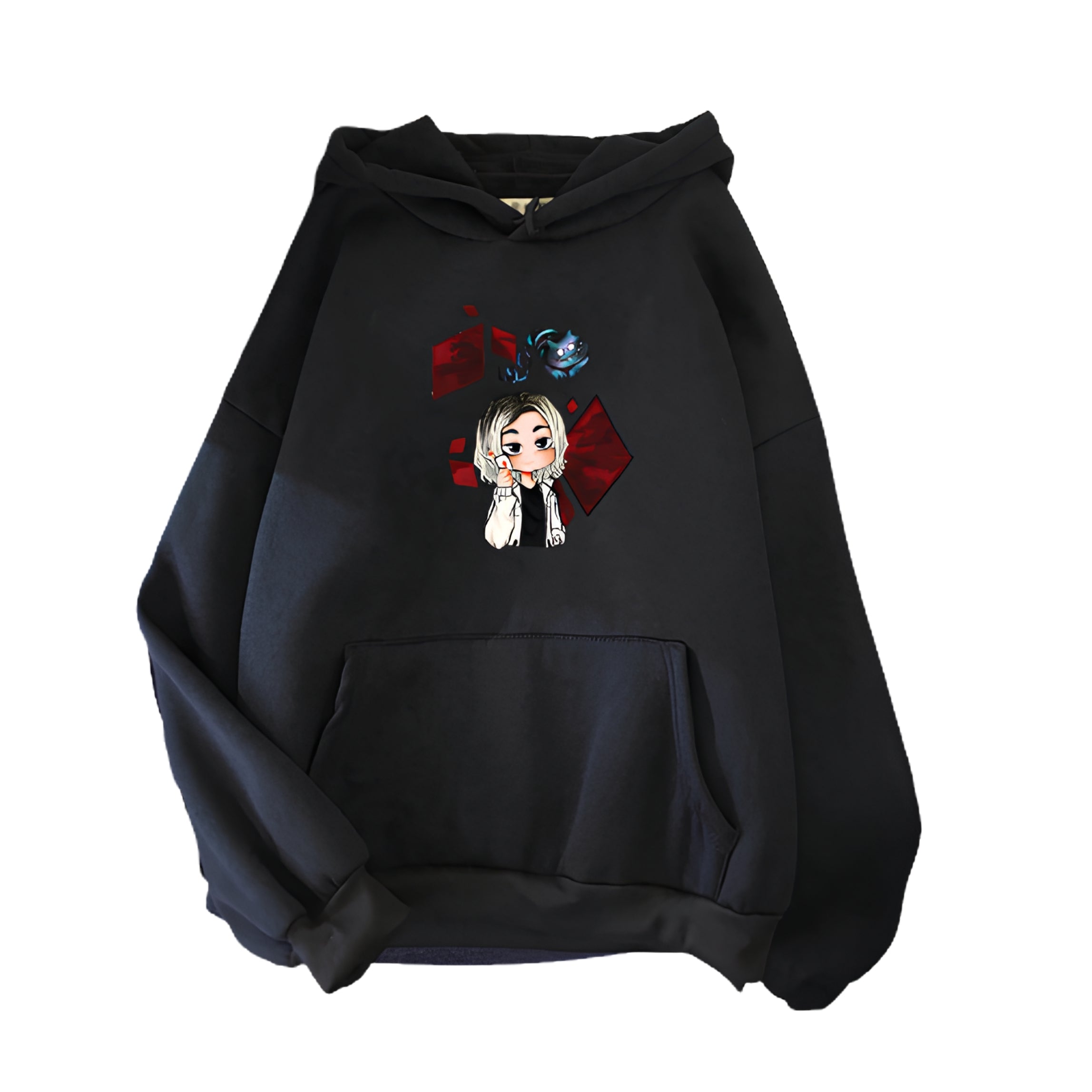 Anime Character Graphic Hoodie with Minimal Manga Streetwear Style