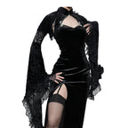 Dark Coquette Velvet Gothic Mini Dress with Alternative Streetwear Details