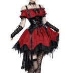 Layered Gothic Corset Dress with Dramatic Alternative Fashion Details