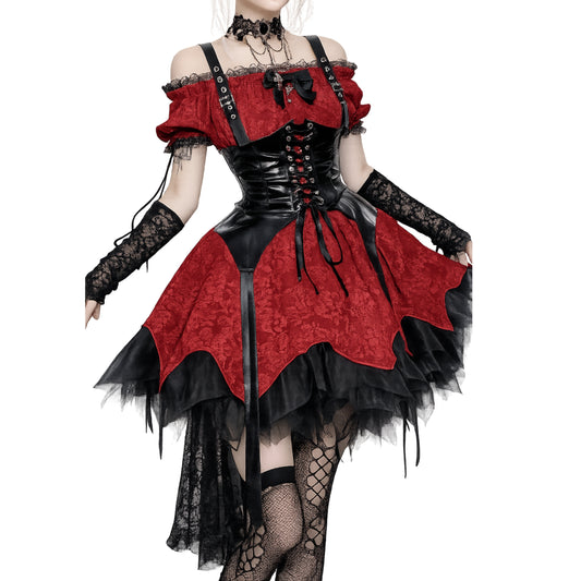 Layered Gothic Corset Dress with Dramatic Alternative Fashion Details