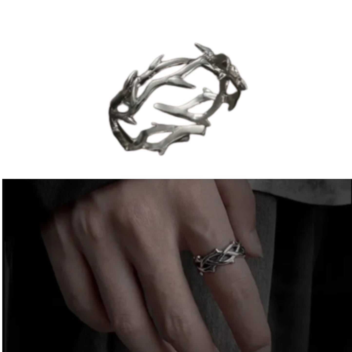 Thorn Wrapped Open Ring for Gothic Punk and Dark Romantic Fashion