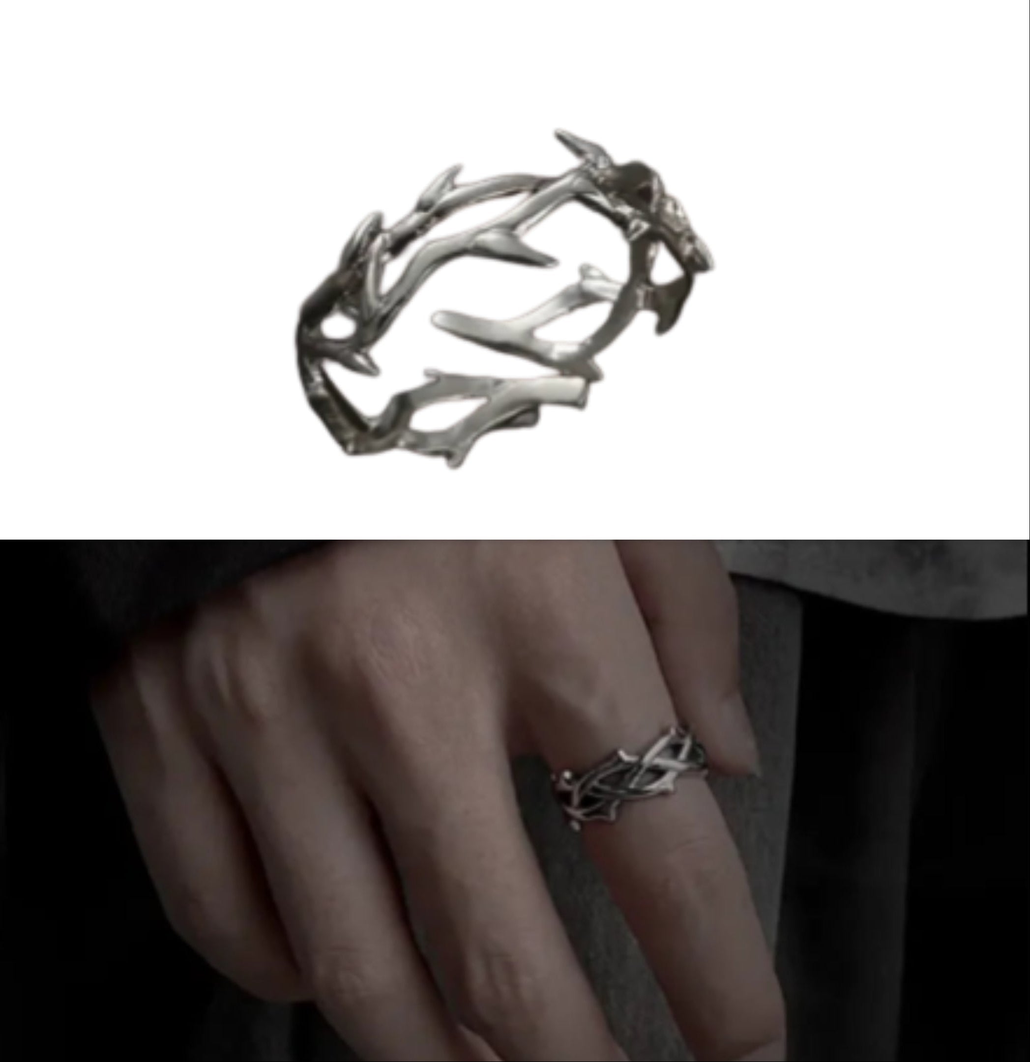 Thorn Wrapped Open Ring for Gothic Punk and Dark Romantic Fashion
