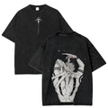 Anime Gothic Heart Graphic T-Shirt with Dark Manga Streetwear Aesthetic