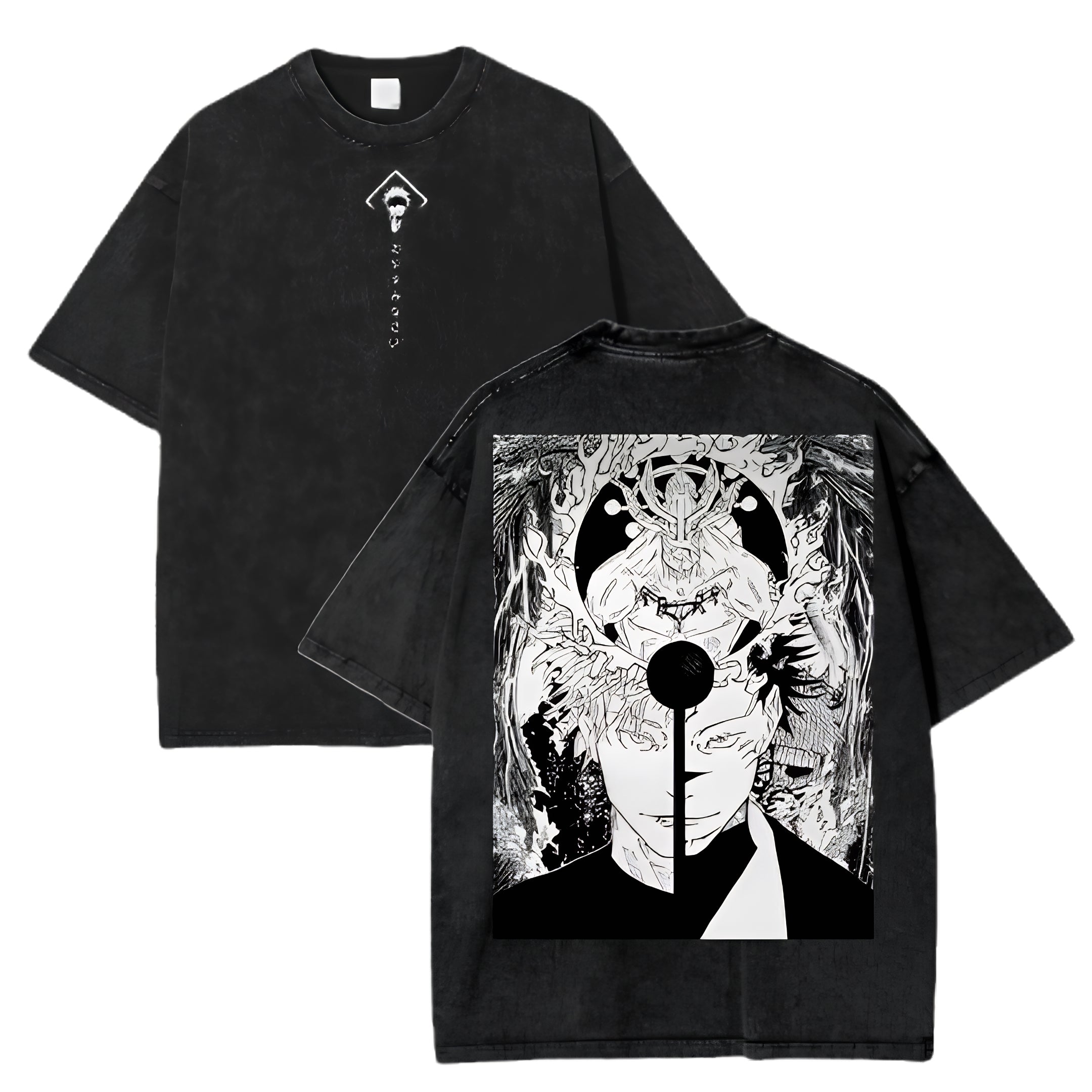 Anime Eclipse Wolf Graphic T-Shirt with Gothic Manga Streetwear Artwork